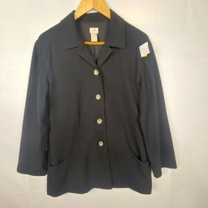 J Jill Women Stretch blazer jacket Sz 6 Office Business Minimalist Rayon Black